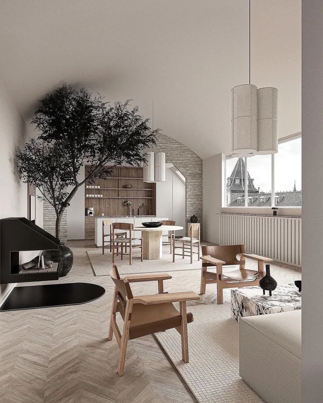 İskandinav tarzı ev dekorasyonu salon oturma odası mobilya koltuk takımı oturma grubu örneği